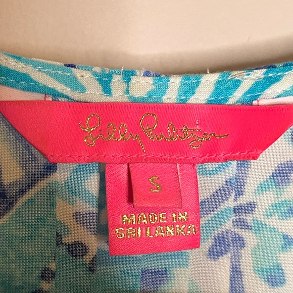 LILLY PULITZER Hollie Tunic Dress blue/white half shell print size small coastal - Picture 5 of 7